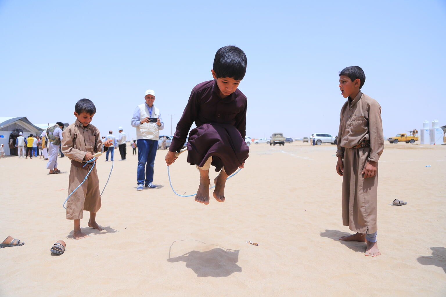 Children in camp in Yemen